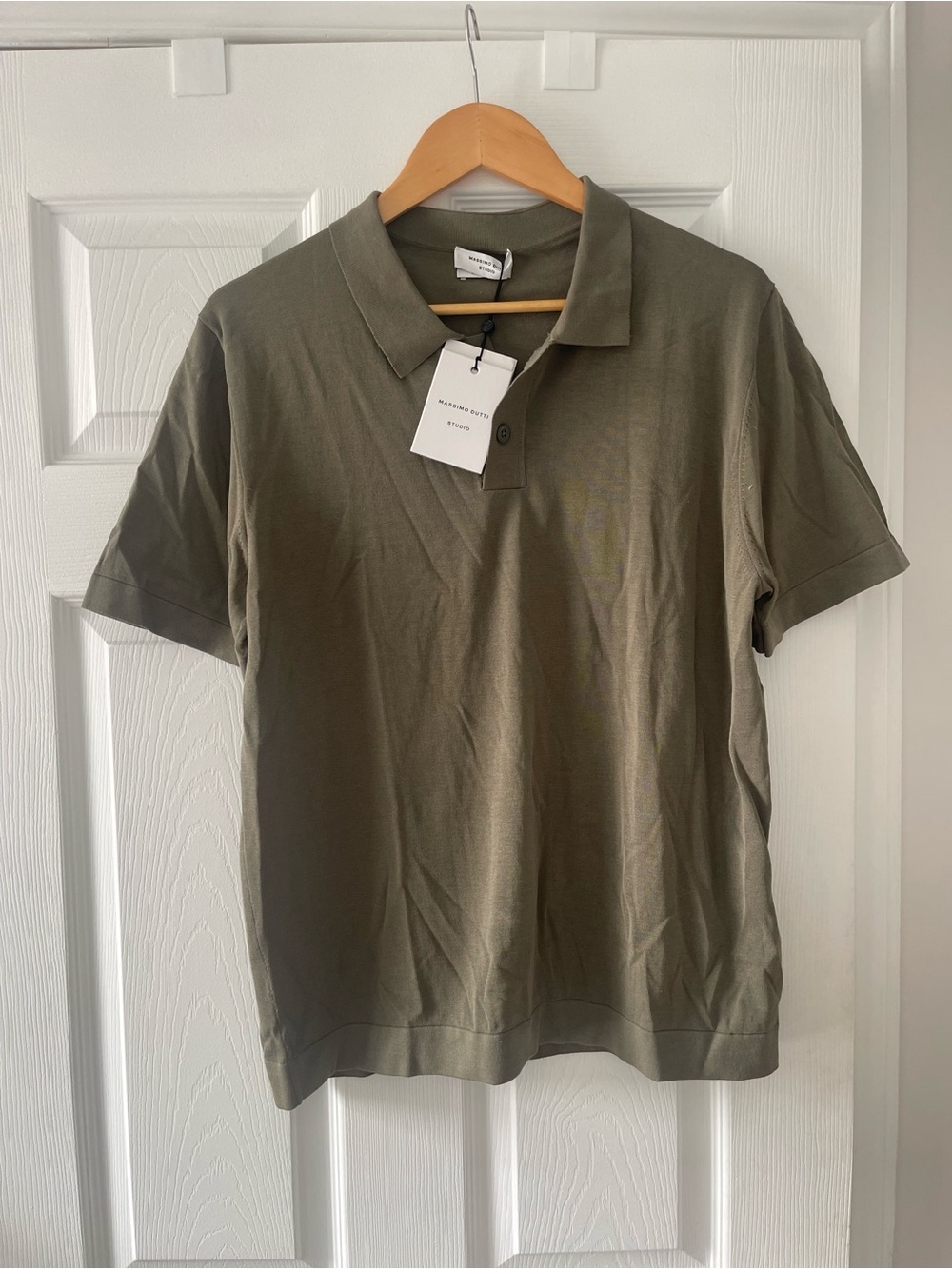 Massimo Dutti Olive Green Cotton Polo